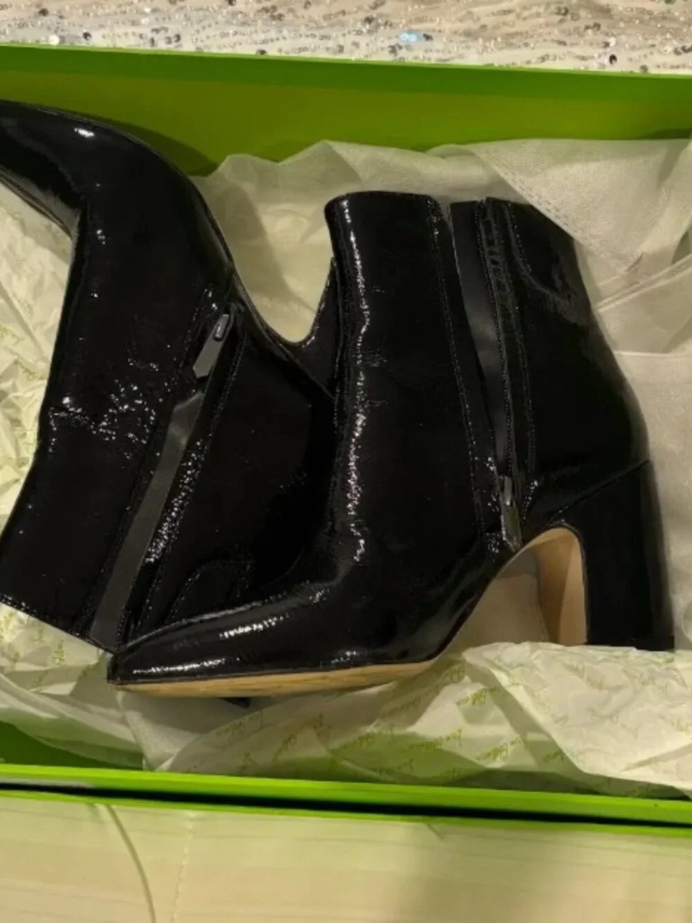 Sam Edelman Ankle Boots – Black Patent Leather Look. Size 7